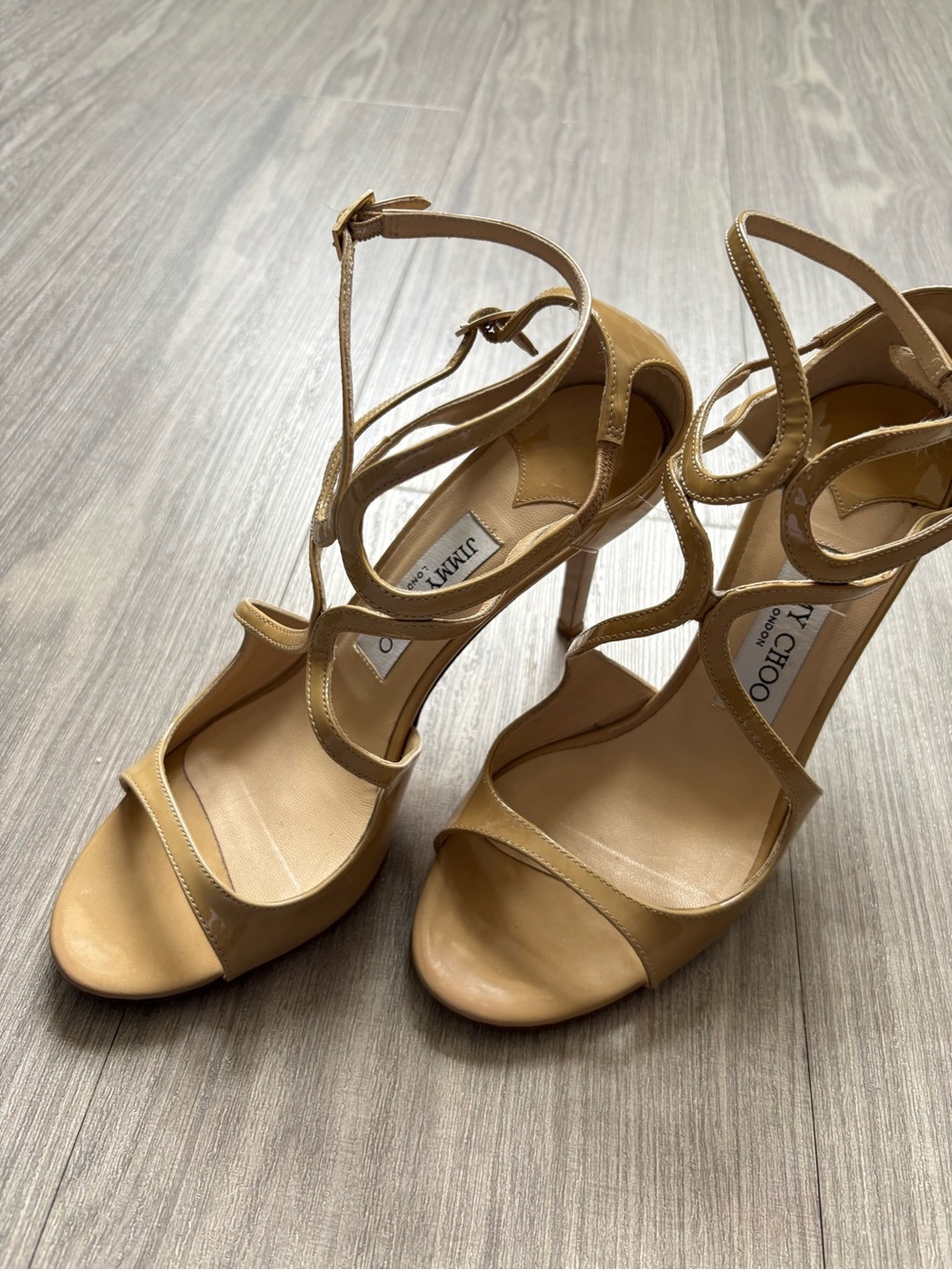 Jimmy Choo Beige Strappy High Heel Sandals